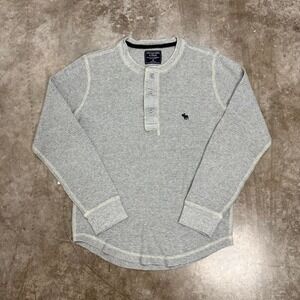 Abercrombie & Fitch Heather Gray Y2K Henley Thermal Long Sleeve Size XS